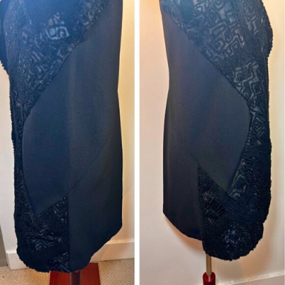 LUCKY BRAND Black Mixed Material Embroidered Mesh Open Cardigan Size S - Picture 9 of 16